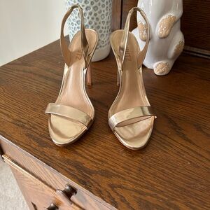 NWOT Schutz gold Stiletto sandals